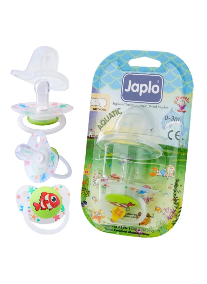 Japlo Japlo Aquatic new born 0-3 M  soother (Pacifier with cover & Glow In The Dark)  - Image 1