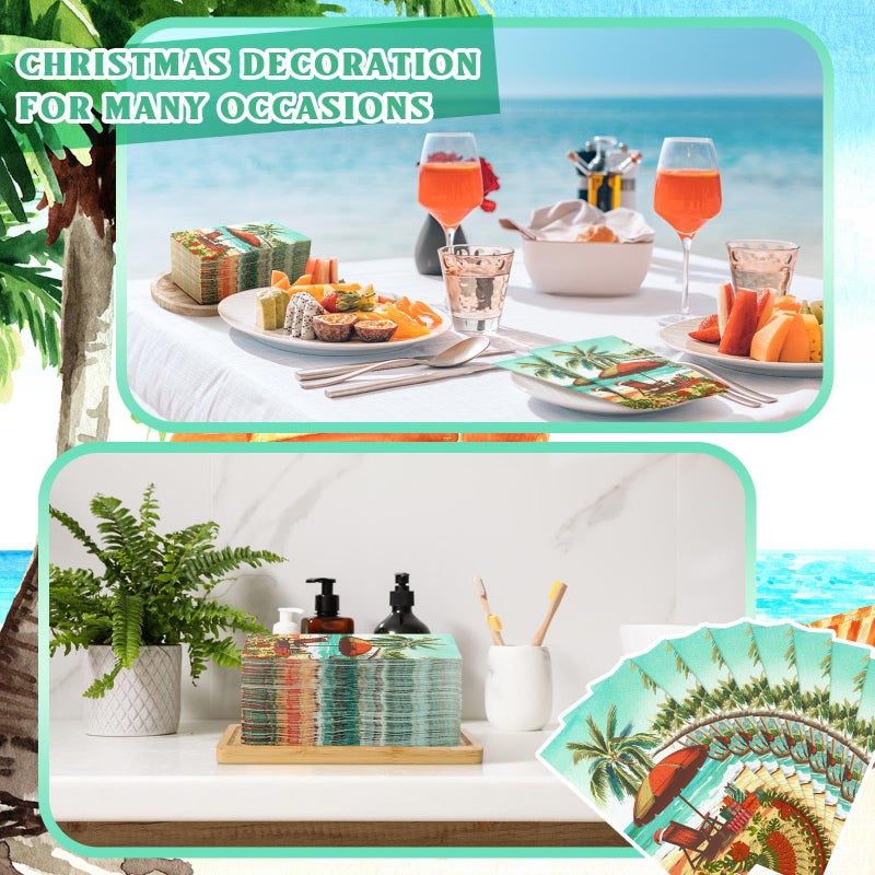 Epakh 200 Pcs Bulk Christmas Guest Napkins for Bathroom  Tropical Beach Holiday Paper Towels  2 Ply Decorative Hand Towels for Xmas Party Kitchen Dining  7.9 x 4.3"" - Image 4