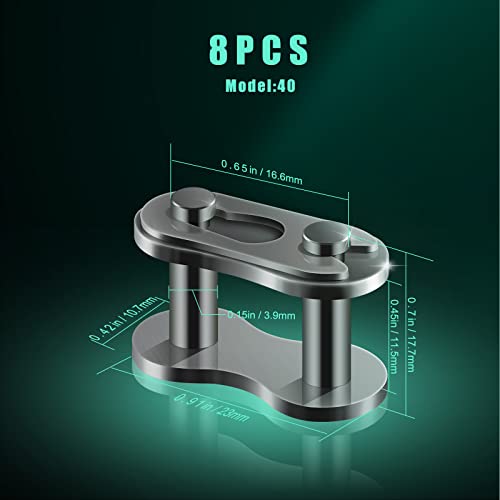 AIEX 8pcs #40 Chain Master Links, Steel Alloy Heavy Duty Roller Chain Connector Links for Bike Bicycle Mini Bike Karting Pit ATV Scooter - Image 2