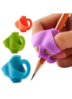 Generic Silicone Pencil Grips Two-Finger For Kids Handwriting Pencil Holder For Children Preschoolers Writing Training Gripper 3 Pcs Set For Kids, Soft, Non-Toxic.  - Image 1