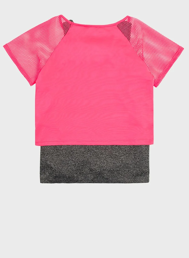 SMYK Youth Slogan Mesh Sleeve T-Shirt & Vest Set
