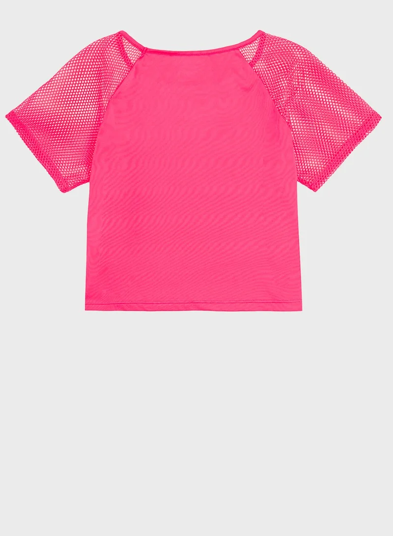 SMYK Youth Slogan Mesh Sleeve T-Shirt & Vest Set