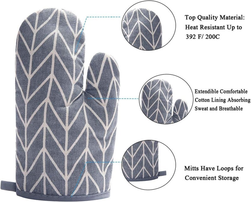 Glattund 4-Piece Oven Mitts and Pot Holders Set - Heat Resistant Cotton Kitchen Tools - Image 2