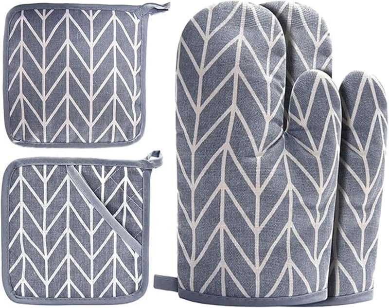 Glattund 4-Piece Oven Mitts and Pot Holders Set - Heat Resistant Cotton Kitchen Tools - Image 1