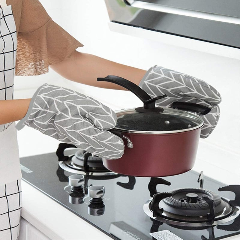Glattund 4-Piece Oven Mitts and Pot Holders Set - Heat Resistant Cotton Kitchen Tools - Image 5