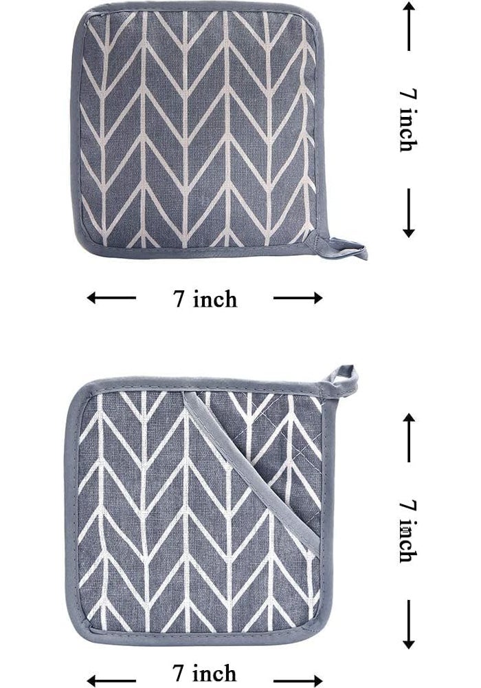 Glattund 4-Piece Oven Mitts and Pot Holders Set - Heat Resistant Cotton Kitchen Tools - Image 4