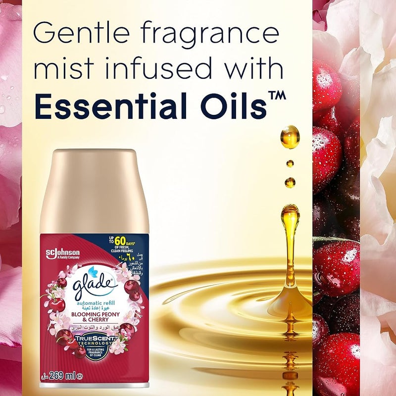 Glade Automatic Air Freshener Spray Holder with Scented Blooming Peony & Cherry Refill Starter Kit, 269 ml - Image 5
