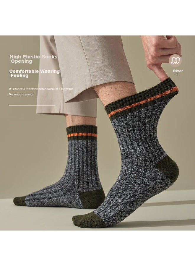 Modal 4 Pairs 30% Merino Wool Socks For Men, Mid-calf Socks, Autumn And Winter, Fleece-lined, Thickened, Warm Long Socks For Northeast China - Image 3
