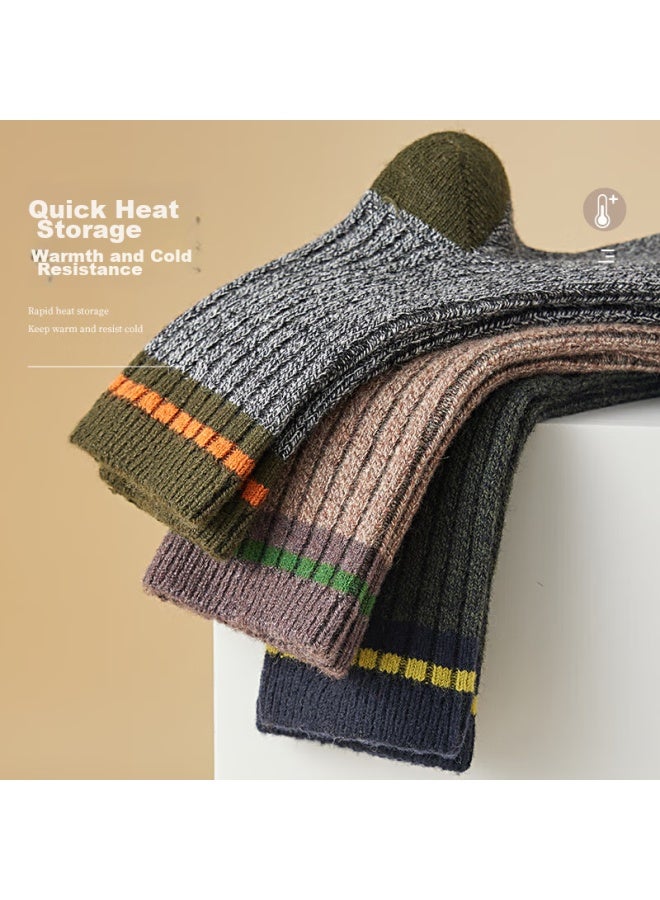 Modal 4 Pairs 30% Merino Wool Socks For Men, Mid-calf Socks, Autumn And Winter, Fleece-lined, Thickened, Warm Long Socks For Northeast China - Image 4