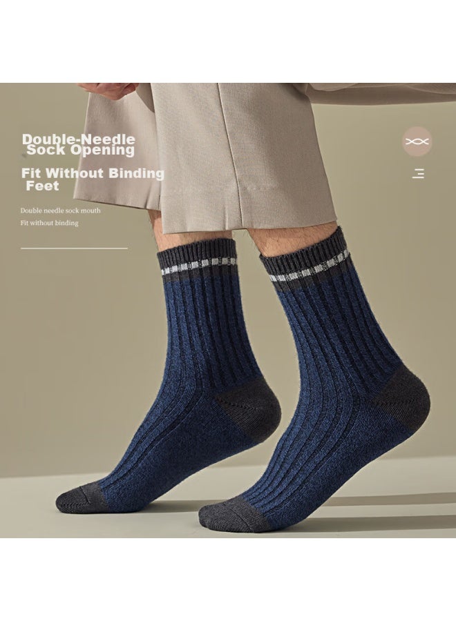 Modal 4 Pairs 30% Merino Wool Socks For Men, Mid-calf Socks, Autumn And Winter, Fleece-lined, Thickened, Warm Long Socks For Northeast China - Image 5