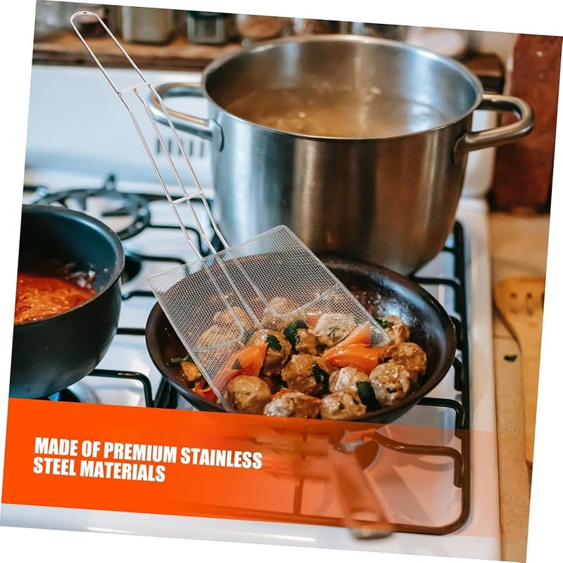 Stainless Steel Square Skimmer Spoon Frying Strainer Filter Silver Kitchen Tool - Image 3