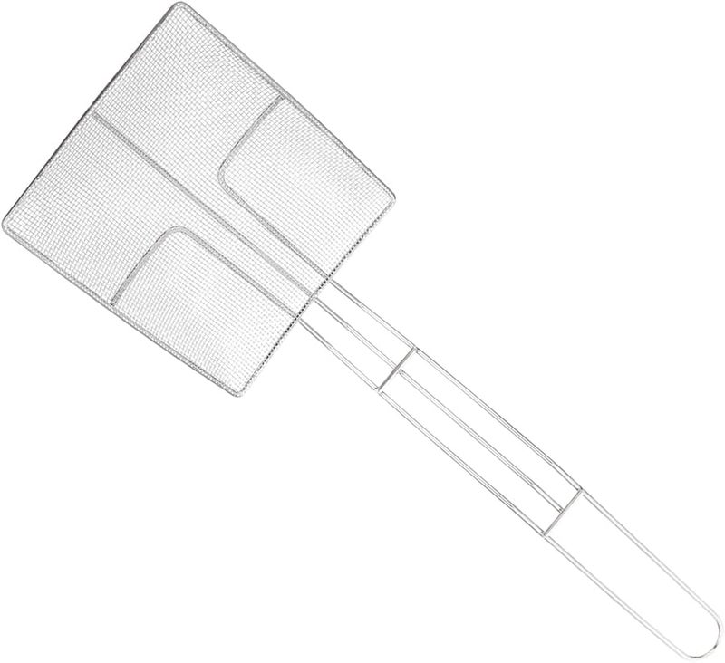 Stainless Steel Square Skimmer Spoon Frying Strainer Filter Silver Kitchen Tool - Image 1