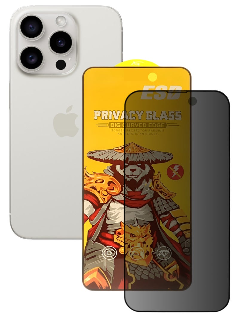 ESD Tempered Dustproof Privacy Glass Screen Protector Compatible For iPhone 15 Pro - Image 1