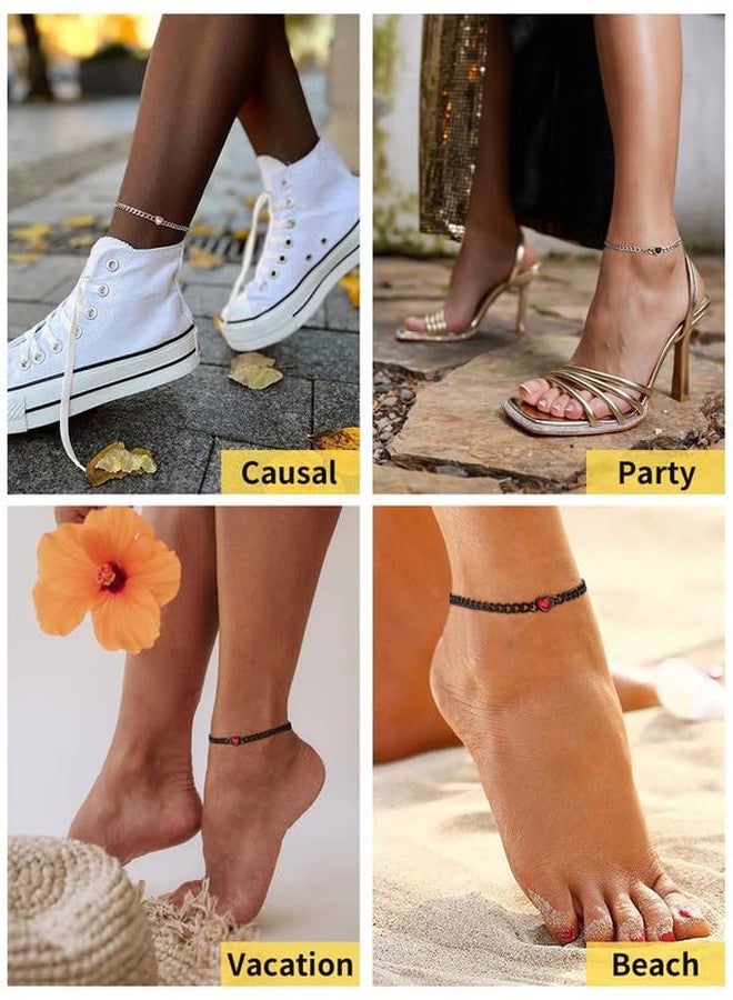 ChainsHouse Cuban Chain Anklet for Women Stainless Steel January Heart Birthstone Anklet - Image 2