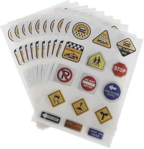 FRECI 10 Sheets Road Sign Stickers DIY Traffic Play Stickers to Develop Your Kids Imagination and Memory B - Image 1