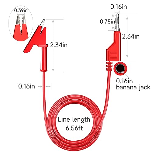 Goupchn 5PCS Test Leads 4mm Stackable Banana Plug to Crocodile Alligator Clips Flexible Cable Wire 6.56ft/2m for Multimeter Electrical Testing - Image 2