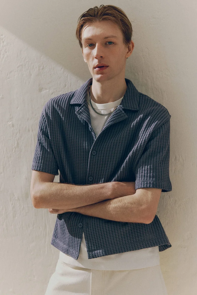 H&M Loose Fit Waffled resort shirt