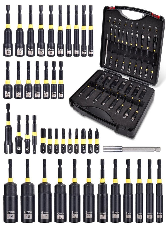 VIGRUE 43PCS Nut Driver Set for Impact Drill, Magnetic and Deep Nut Drivers, Metric & SAE Nut Drivers, Wing Nut Driver, Bit Extension, 1/4 Quick Change and Phillips Torx Hex Screwdriver Bit - Image 1