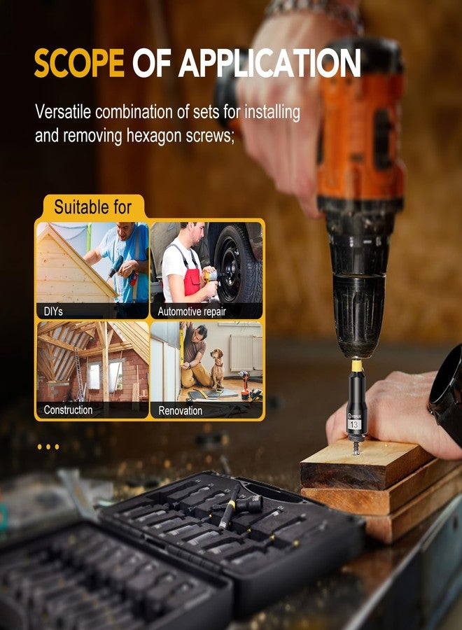 VIGRUE 43PCS Nut Driver Set for Impact Drill, Magnetic and Deep Nut Drivers, Metric & SAE Nut Drivers, Wing Nut Driver, Bit Extension, 1/4 Quick Change and Phillips Torx Hex Screwdriver Bit - Image 3
