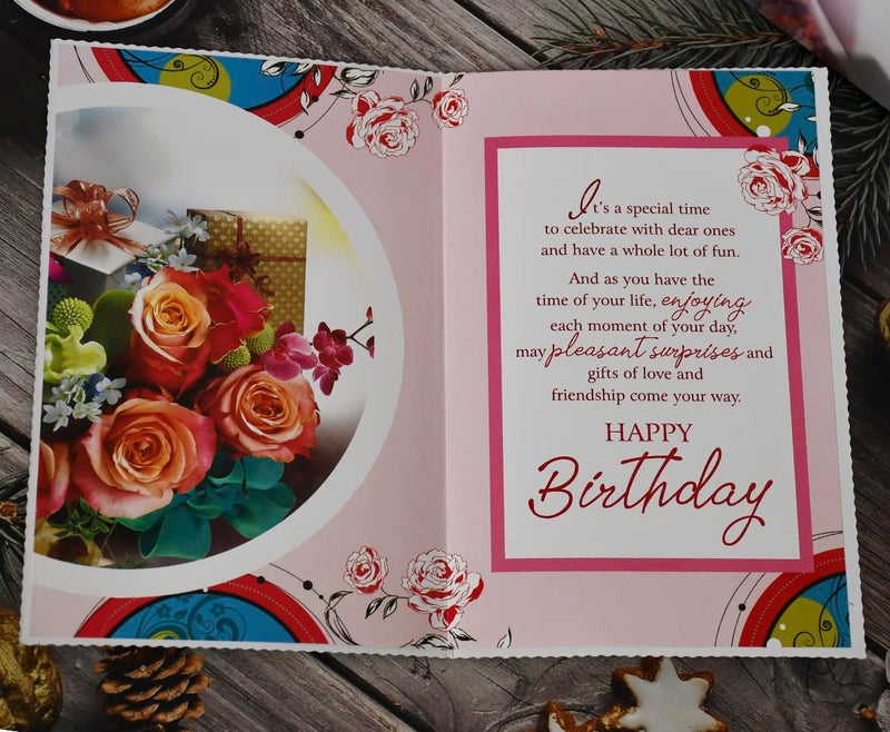 Natali Teddy With Birthday Greeting Card Pink - Image 3