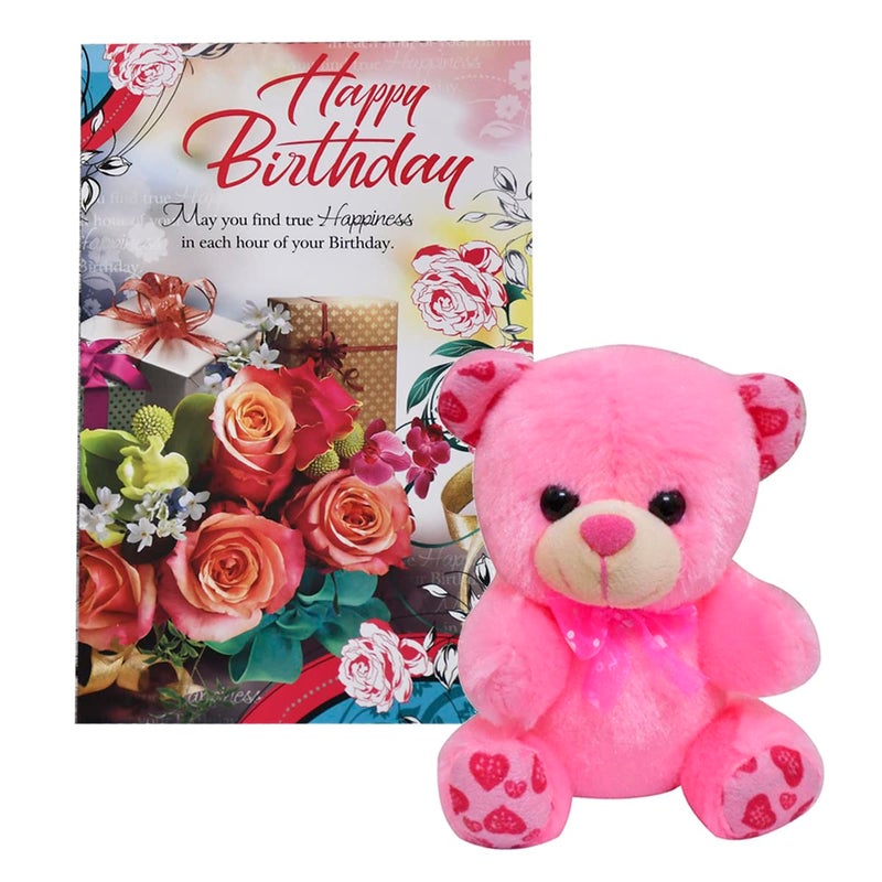 Natali Teddy With Birthday Greeting Card Pink - Image 1