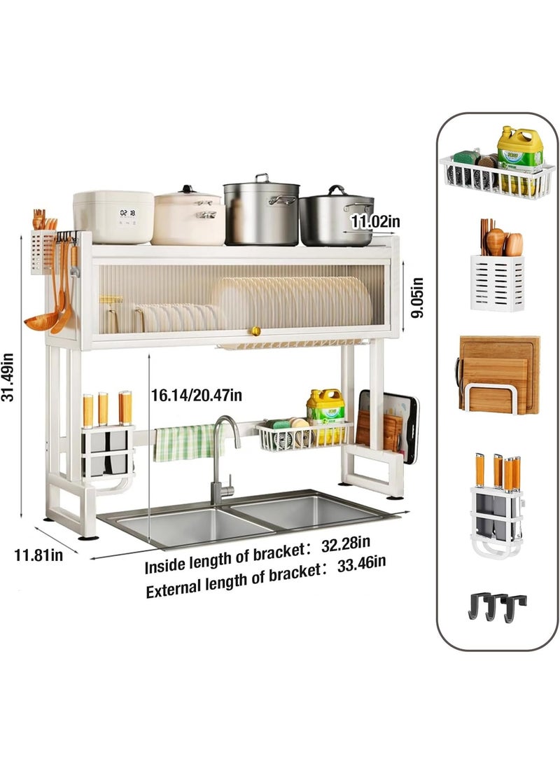 Eworld Over-the-Sink 2-Tier Dish Drying Rack with Cover | Space-Saving Kitchen Sink Organizer for Plates, Bowls, Glasses, and Cutlery – Assorted Colors - Image 3