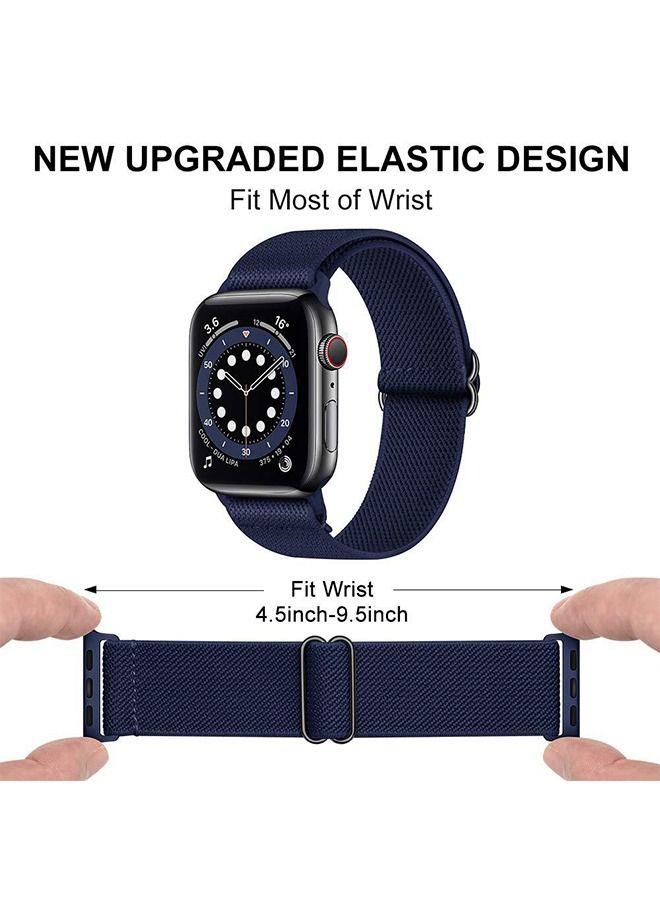 Ocean Soft Nylon Elastic Braided Strap For Apple Watch SE Series 8/7/6/5/4/3/2/1 (Navy Blue, 38mm/40mm/41mm) - Image 4