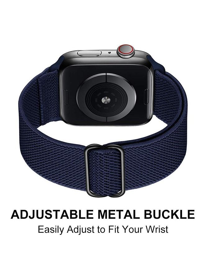 Ocean Soft Nylon Elastic Braided Strap For Apple Watch SE Series 8/7/6/5/4/3/2/1 (Navy Blue, 38mm/40mm/41mm) - Image 3