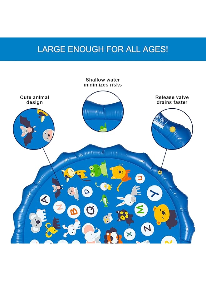 KASTWAVE Splash Pad For Kids 67" Kiddie Pool Splash Pads For Toddlers 3 16 Summer Outdoor Water Spray Play Mat Wading Pool Inflatable Baby Kids Water Toys - Image 4