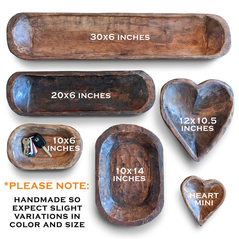 MAINEVENT Decorative Bowl Home Decor Approx 10.5x12 Inch, Spanish Oak Wooden Dough Bowl, Wood Dining Room Table Centerpiece Heart Shaped Made in USA - Image 5
