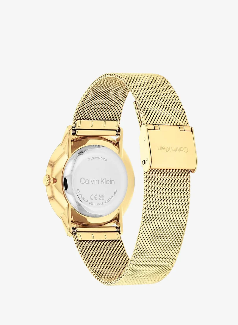 Calvin Klein 2-Hand Exceptional Collection Quartz Movement Watch Unisex With Gold-Tone Stainless Steel Mesh Bracelet - 25300003