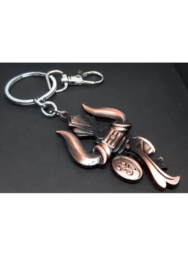 Aura Set Of 2 Spiritual Trishul Damru Bhagwa Om Shiva Shankar Mahadev Gift Keychain For Bike Car Home Office House Keys Men Women Boys Girls Metal Keychain (Brown, 2) - Image 5