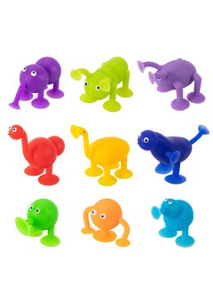 Y&D Suction Cup Toys, 9 Piece Soft Silicone Building Blocks Toys Pressure Play Set, Animal Shaped Multicolor Release Parent-Child Interactive Games, Kids Room  - Image 1