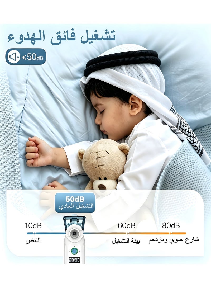 لوف نوف جهاز LOVNOV للتبخير الشبكي المحمول للأطفال والكبار، جهاز نيبولايزر USB-C مع شاشة LCD لعرض الوقت ومؤقت ذكي، رذاذ ناعم وتشغيل هادئ، مع قناع للكبار وقناع للأطفال، مناسب للمنزل والسفر - Image 4