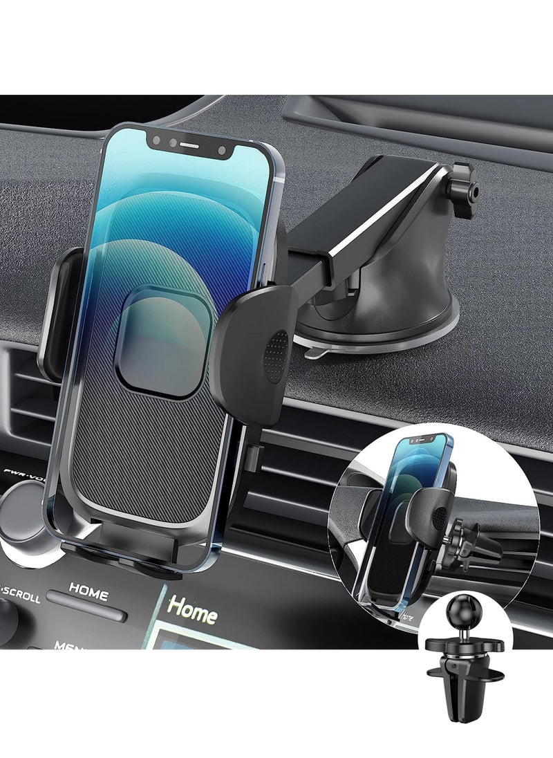 Uwals - Phone Mount for Car, Long Arm Strong Suction Cup Car Phone Holder, Universal Hands-Free Phone Holder for Car Windshield Dashboard Air Vent, Fit iPhone Samsung All Smartphones - Image 1