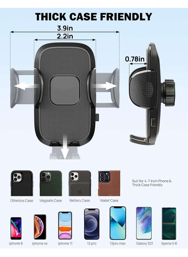 Uwals - Phone Mount for Car, Long Arm Strong Suction Cup Car Phone Holder, Universal Hands-Free Phone Holder for Car Windshield Dashboard Air Vent, Fit iPhone Samsung All Smartphones - Image 1