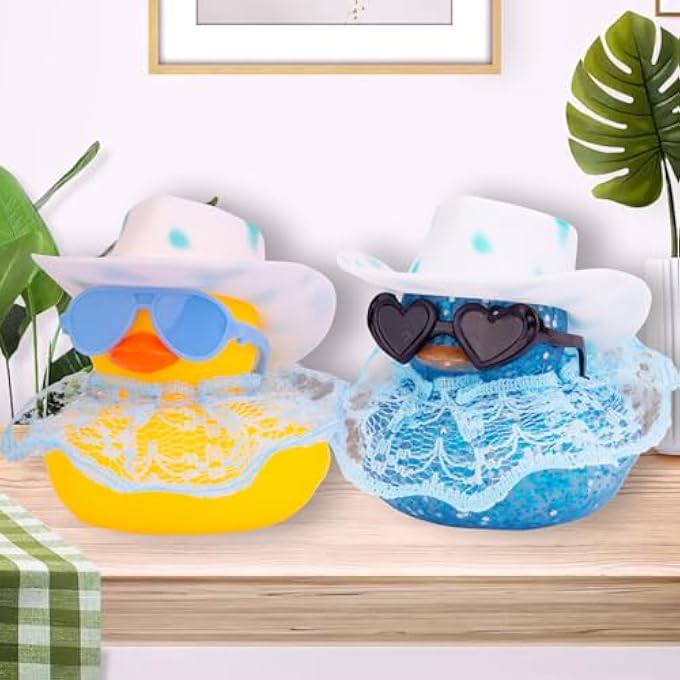 MuMyer Car Rubber Duck, Rubber Duck Car Dashboard Decoration Accessories with Mini Hat Sunglasses Skirt or Bow and Cute Accessories(H31) - Image 5