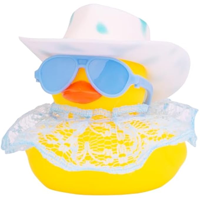 MuMyer Car Rubber Duck, Rubber Duck Car Dashboard Decoration Accessories with Mini Hat Sunglasses Skirt or Bow and Cute Accessories(H31) - Image 1