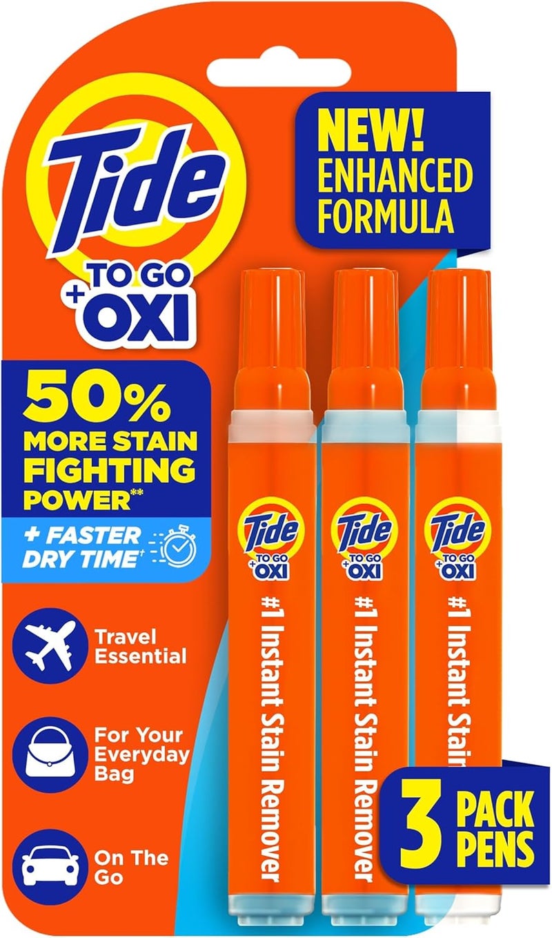 Tide Pen Stain Remover for Clothes, Tide To Go Pen, Instant Stain Remover Pen & Spot Cleaner, Portable & Travel-Friendly, Works on Food & Drink Stains, Fits in Purses & Bags, 3 Count (Pack of 1) - Image 1