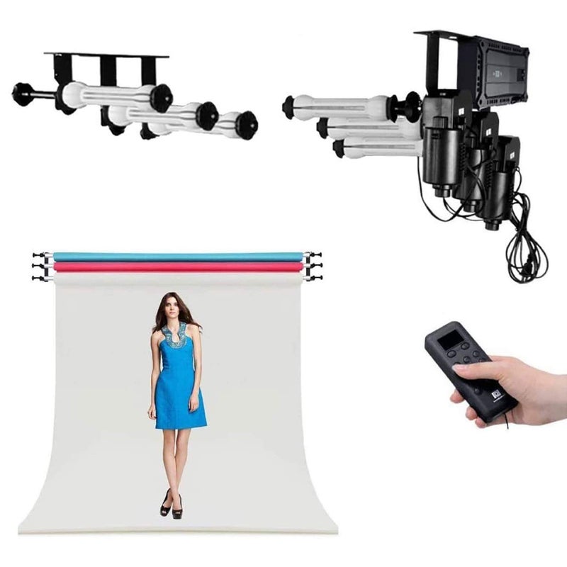 Fotoconic 3 Roller Motorized Electric Wall Ceiling Mount Background Support System with Remote - Image 1