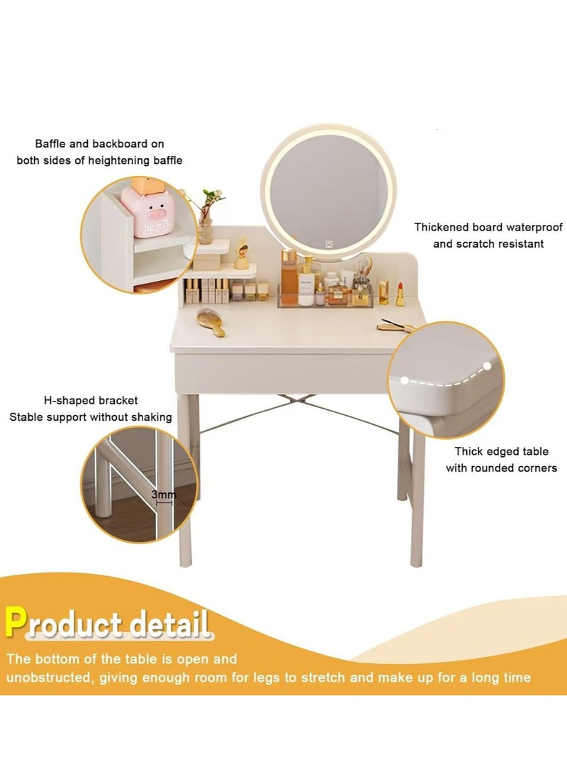 Generic Dressing Table Modern Vanity Table Makeup Cabinet with LED Makeup Mirror and Drawer Makeup Table for Bedroom（60*40*125.5CM）  - Image 3