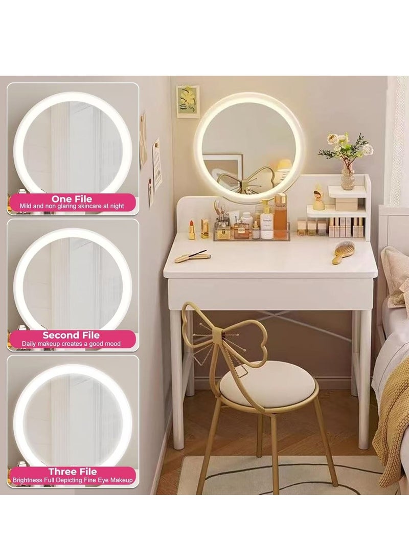 Generic Dressing Table Modern Vanity Table Makeup Cabinet with LED Makeup Mirror and Drawer Makeup Table for Bedroom（60*40*125.5CM）  - Image 4