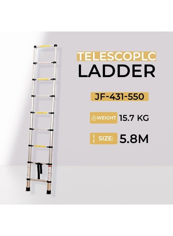 Single Telescopic Aluminum Ladder 5.8M – Extra-Long, Heavy-Duty, and Safe for Professional, Home, and Workshop Use - Image 4