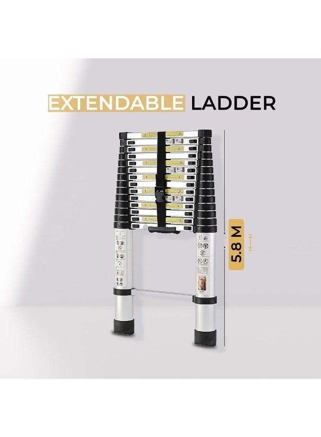 Single Telescopic Aluminum Ladder 5.8M – Extra-Long, Heavy-Duty, and Safe for Professional, Home, and Workshop Use - Image 3