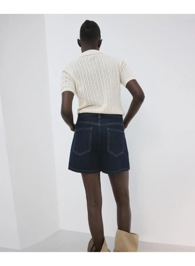 مانجو Straight mid-rise denim shorts