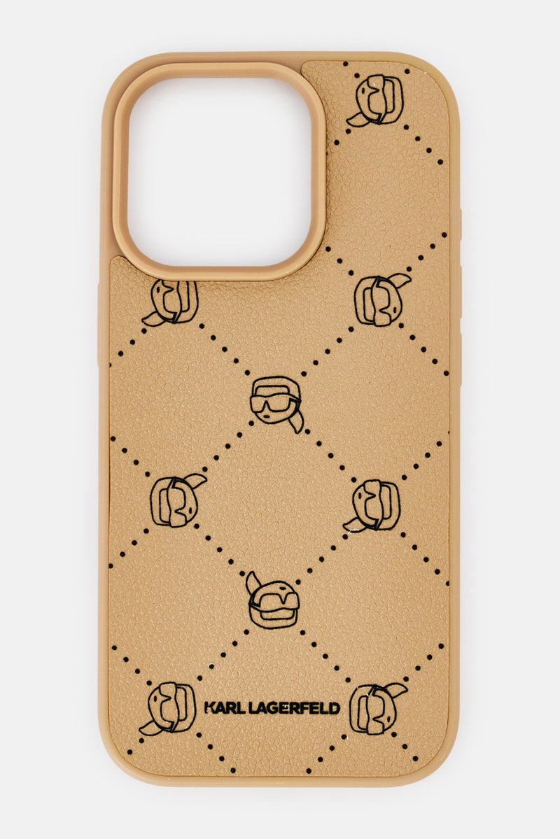 Karl Lagerfeld حافظة حماية بشعار علامة iPhone 16 Pro، بني داكن - Image 1