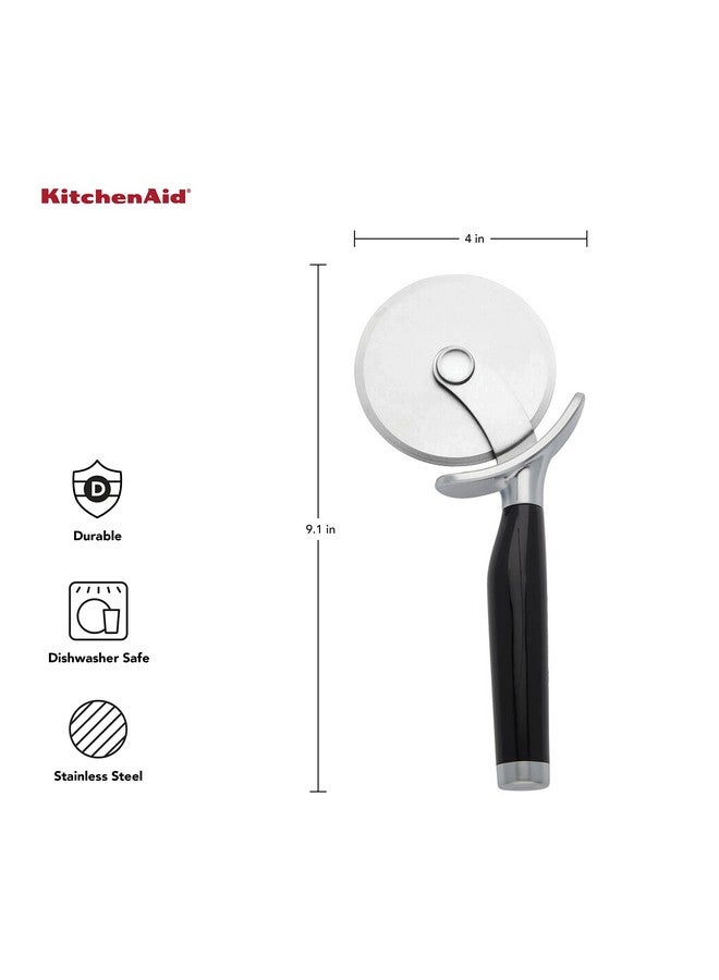 KitchenAid Classic Pizza Wheel with Sharp Blade For Cutting Through Crusts, Pies and More, Built In Finger Guard for Safety and Comfort Grip to Protect Fingers, Dishwasher Safe, 9-Inch, Black - Image 2