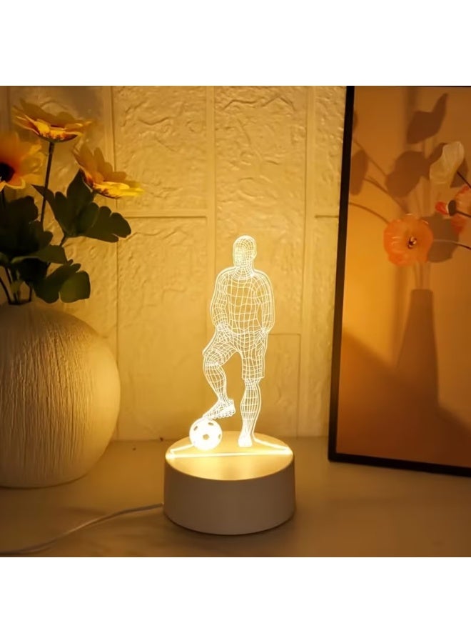 Goolsky 3D Soccer Player Illusion LED Night Light, USB-Powered Desk Lamp with Acrylic Base, Polished ABS Surface, Corded Tabletop Lamp for Bedroom Decor, No Battery, Decorative Night Light | Modern Desk Decor | Sleek Finish Lamp, Soccer Accessories - Image 5