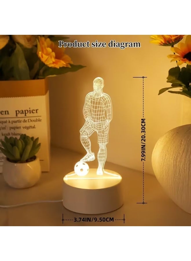 Goolsky 3D Soccer Player Illusion LED Night Light, USB-Powered Desk Lamp with Acrylic Base, Polished ABS Surface, Corded Tabletop Lamp for Bedroom Decor, No Battery, Decorative Night Light | Modern Desk Decor | Sleek Finish Lamp, Soccer Accessories - Image 2