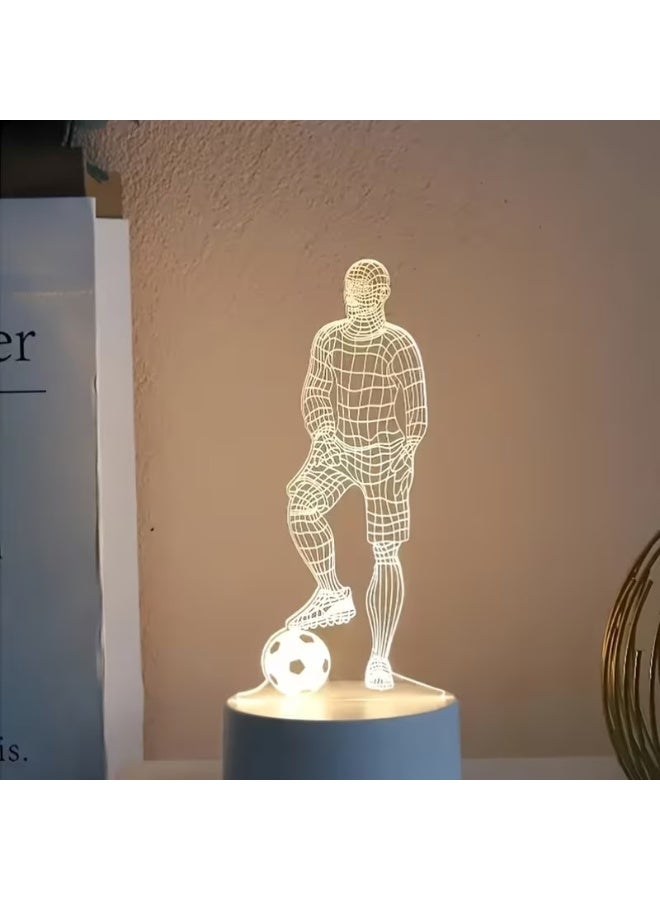 Goolsky 3D Soccer Player Illusion LED Night Light, USB-Powered Desk Lamp with Acrylic Base, Polished ABS Surface, Corded Tabletop Lamp for Bedroom Decor, No Battery, Decorative Night Light | Modern Desk Decor | Sleek Finish Lamp, Soccer Accessories - Image 4